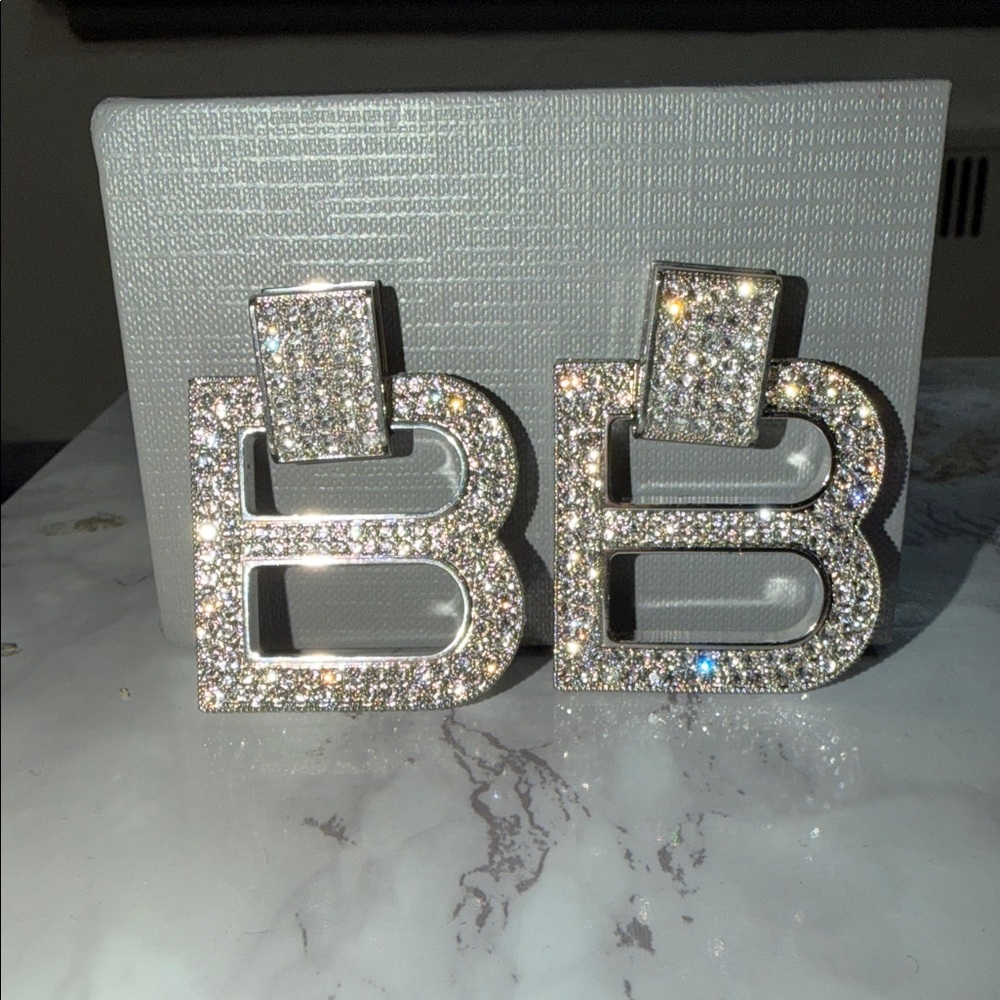 Balenciaga hour glass XL Crystal embellished earrings
